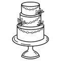 Beautiful festive wedding cake isolated on white background. Royalty Free Stock Photo